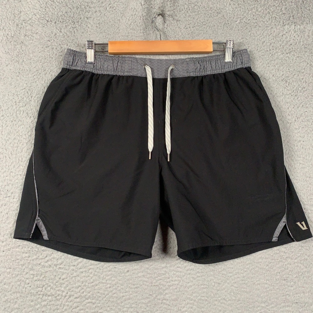Vuori Banks Shorts Mens Large Black Performance Lined Athletic Training 7.5 Inch